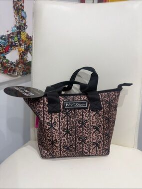Betsey Johnson Pink Leopard Bow-Print Tote